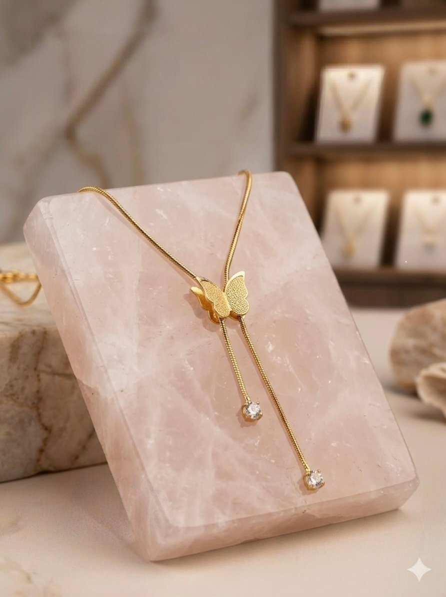 Butterfly Elegant 18k Gold-Plated Slider Necklace