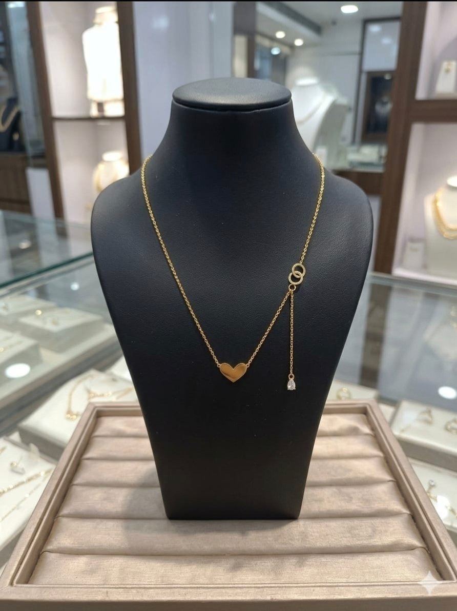Heart Slider Necklace for Women | Adjustable Chain with Crystal Drop