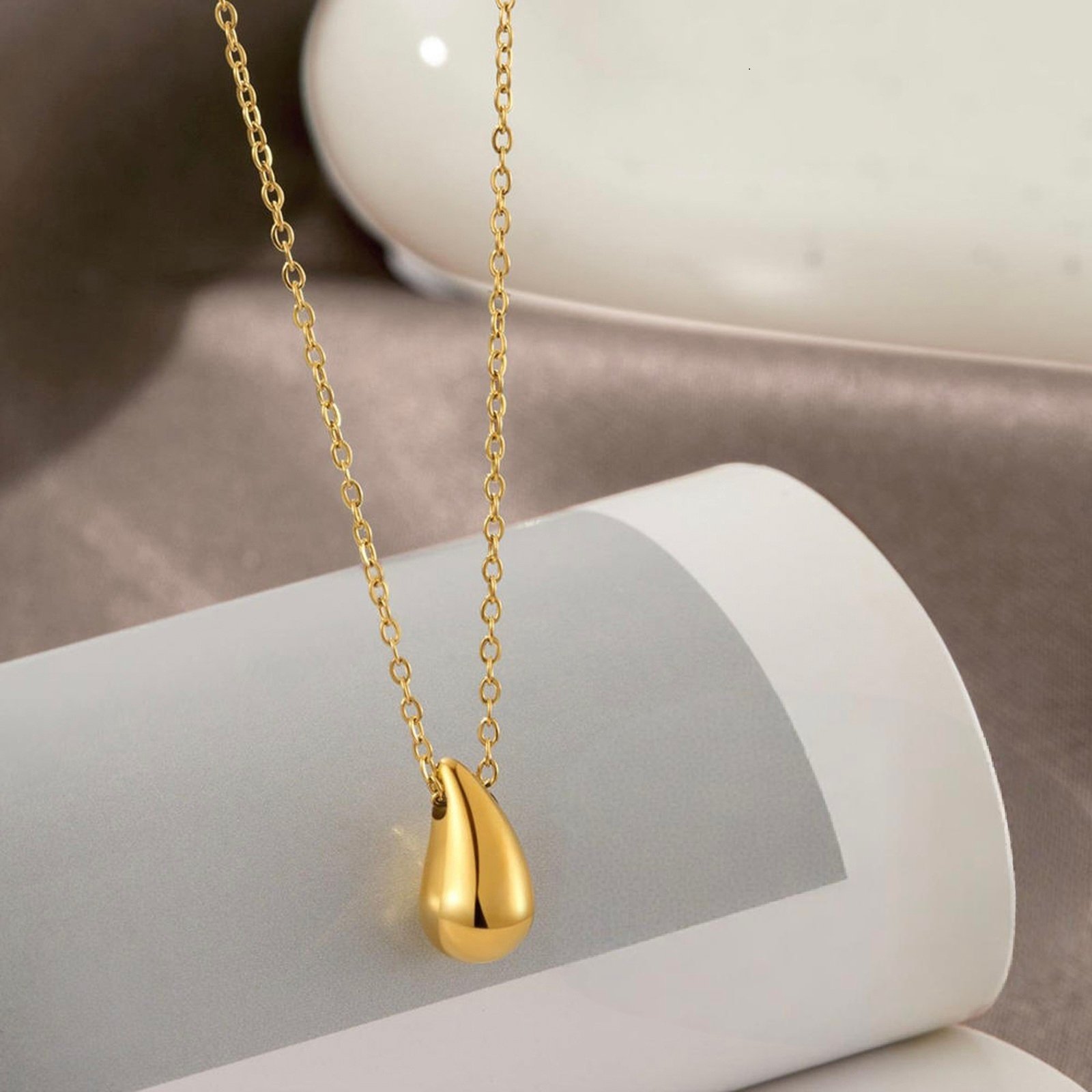 Gold Drop Pendant Necklace