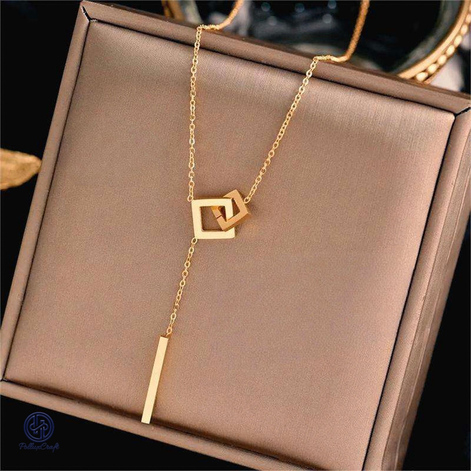 Premium Gold Two Squar-shaped Necklace