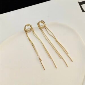 Elegant Knot Chain Tassel Drop Earrings