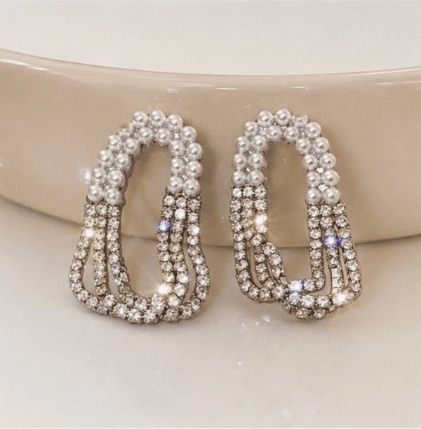 Luxury Double Loop American Diamond Stud Earrings