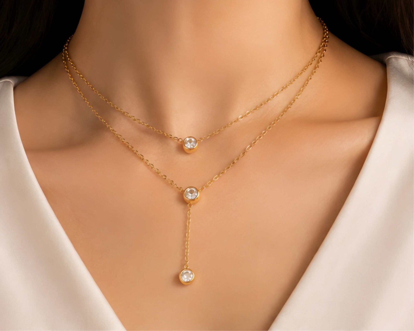 Classic Solitaire Layered Necklace