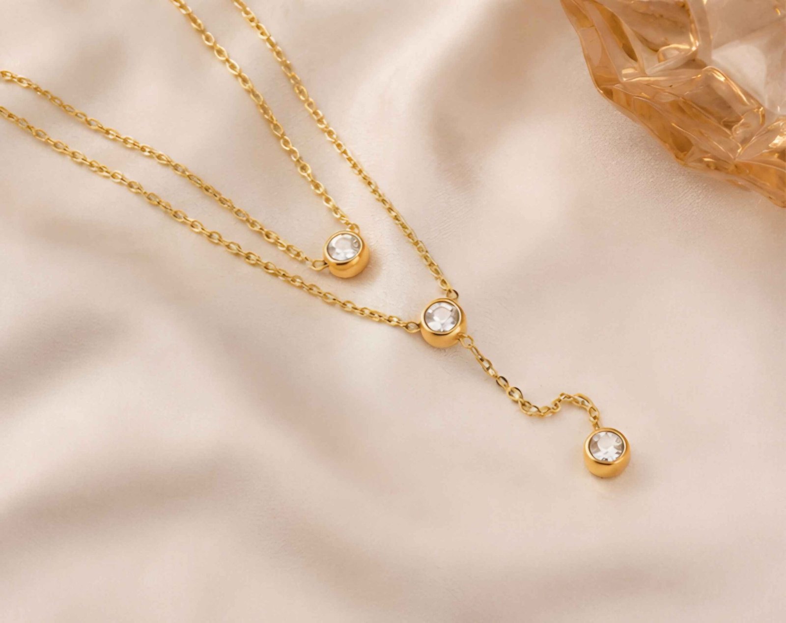 Classic Solitaire Layered Necklace - Image 2