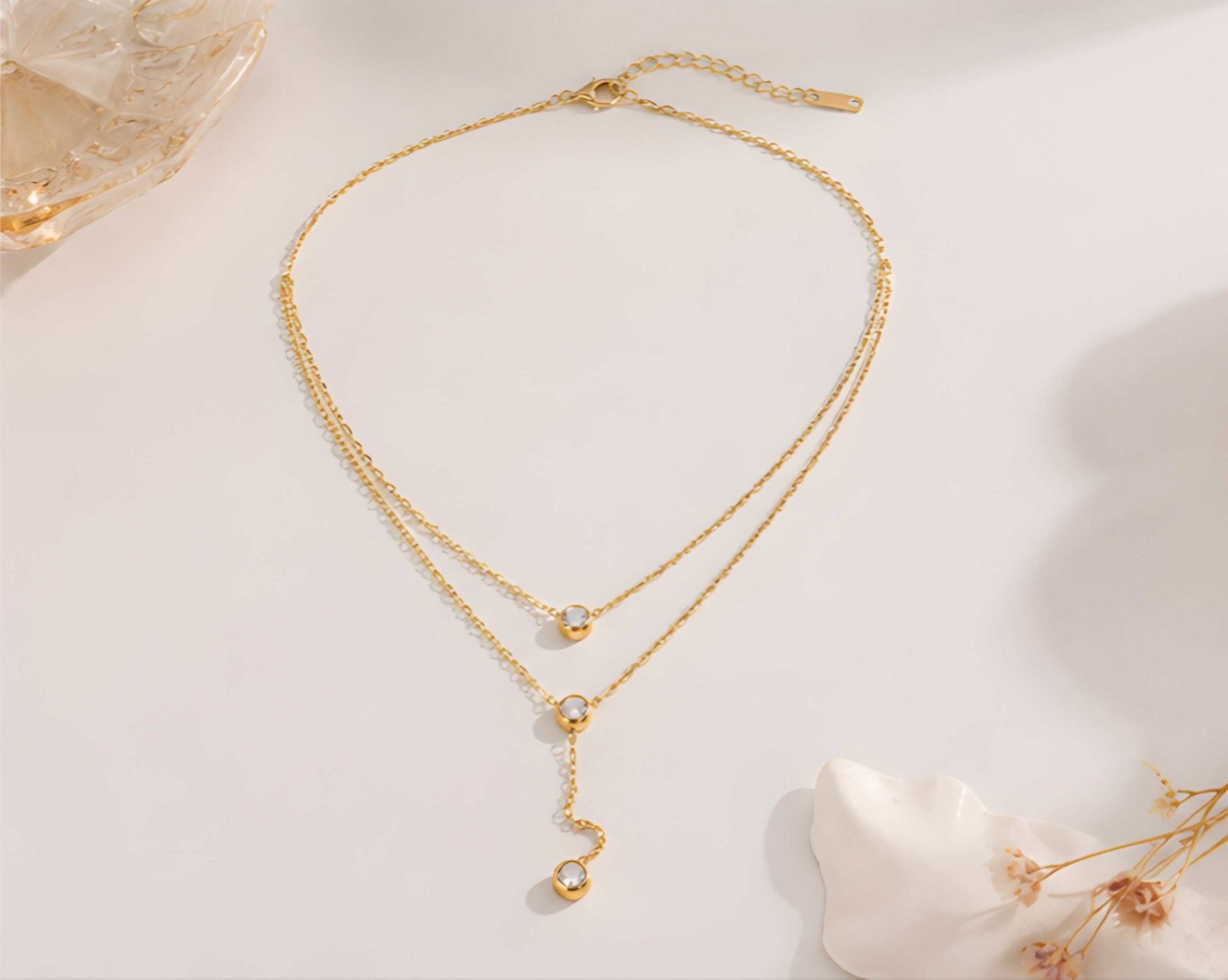 Classic Solitaire Layered Necklace - Image 4
