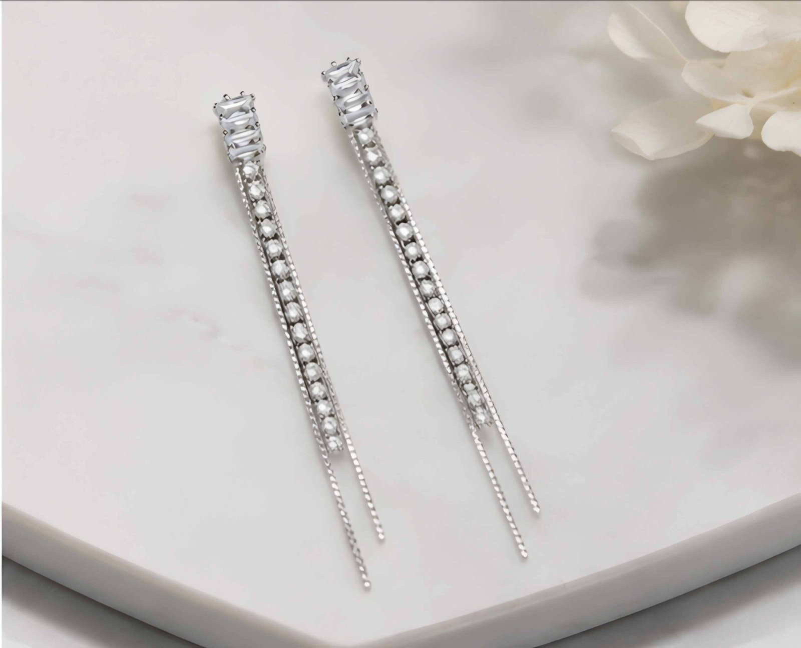 Crystal Veil Diamond Earrings - Image 2