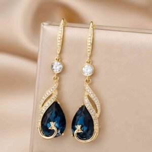 Royal Peacock Sapphire Drop Earrings