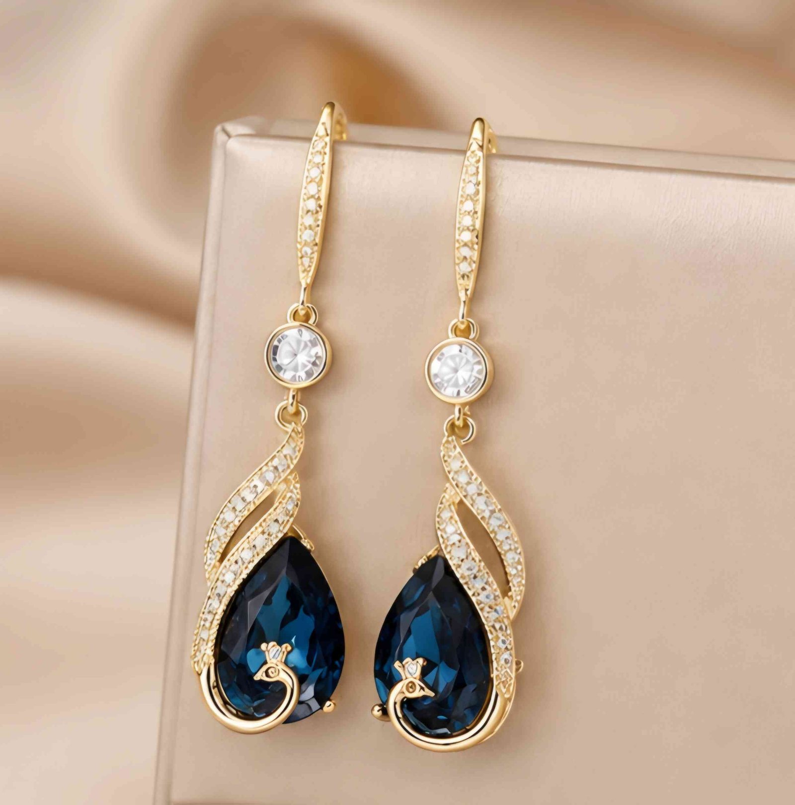 Royal Peacock Sapphire Drop Earrings