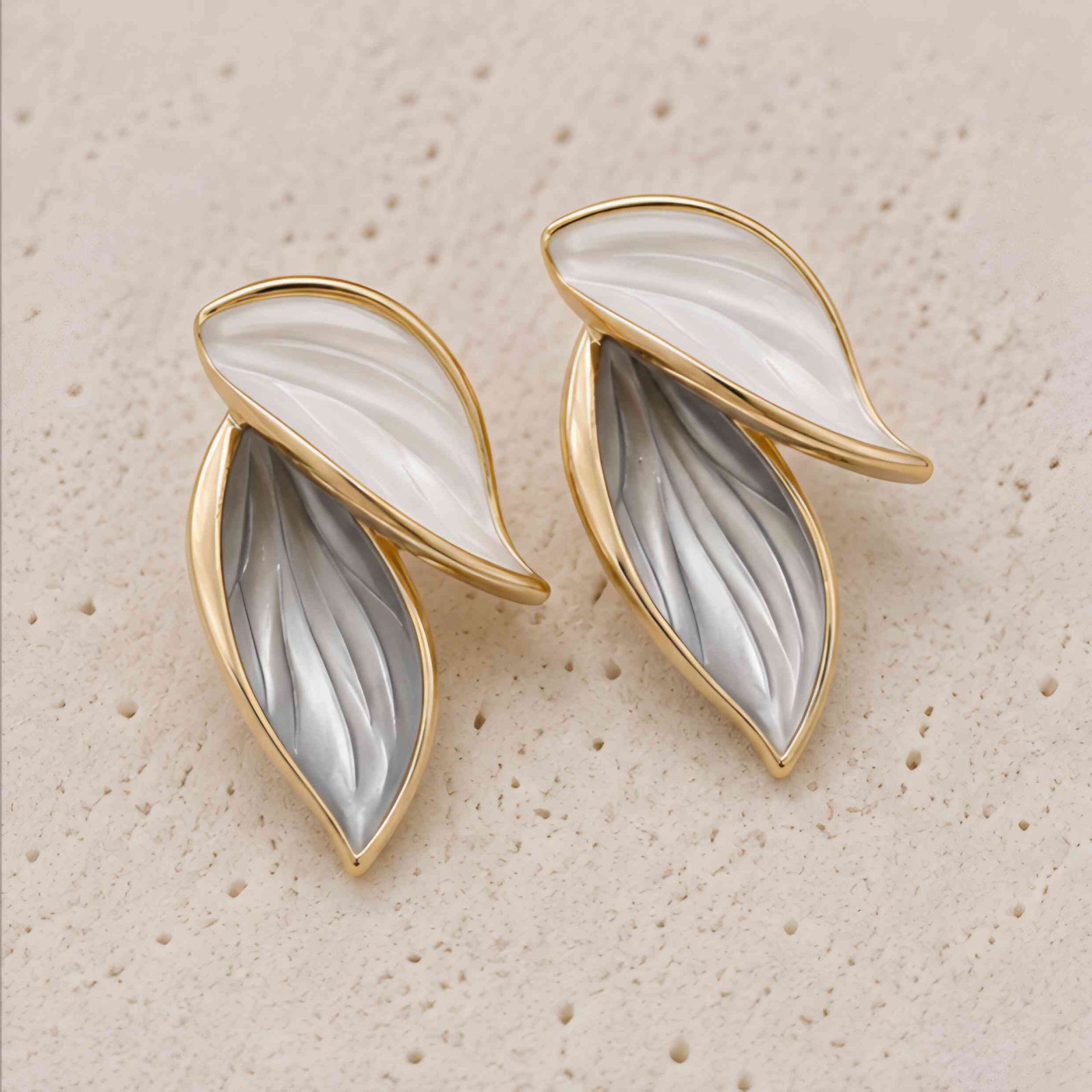 Silver Mist Leaf Earrings - Image 2