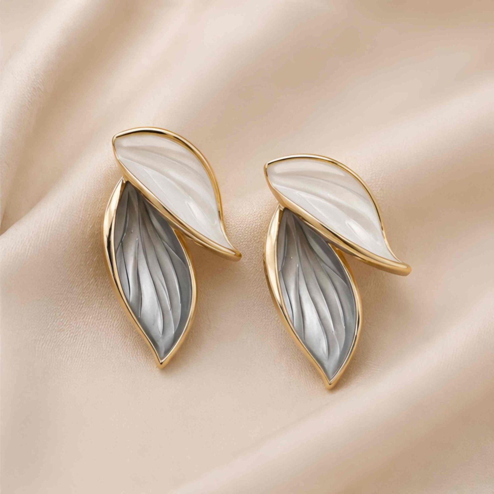 Silver Mist Leaf Earrings