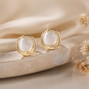 Luna Pearl Halo Stud Earrings