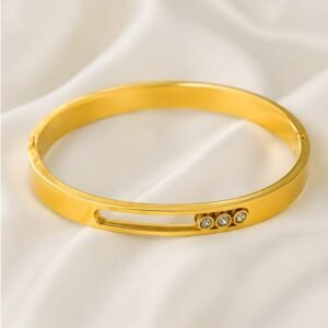 Floating Crystal Track Cuff | Oval shape Bangle